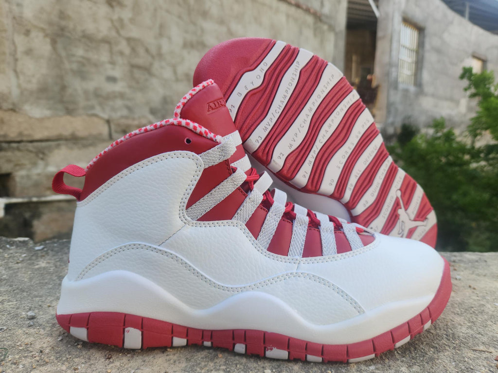 Air Jordan 10 White Grey Red | Redline Composition Sneakers