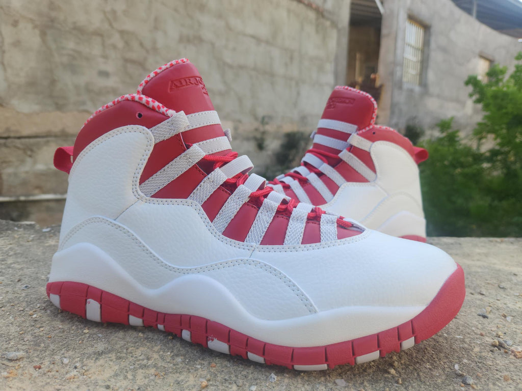 Air Jordan 10 White Grey Red | Redline Composition Sneakers